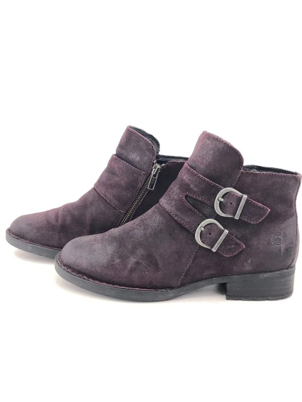 Born Adler Purple Leather Ankle Boots 8M